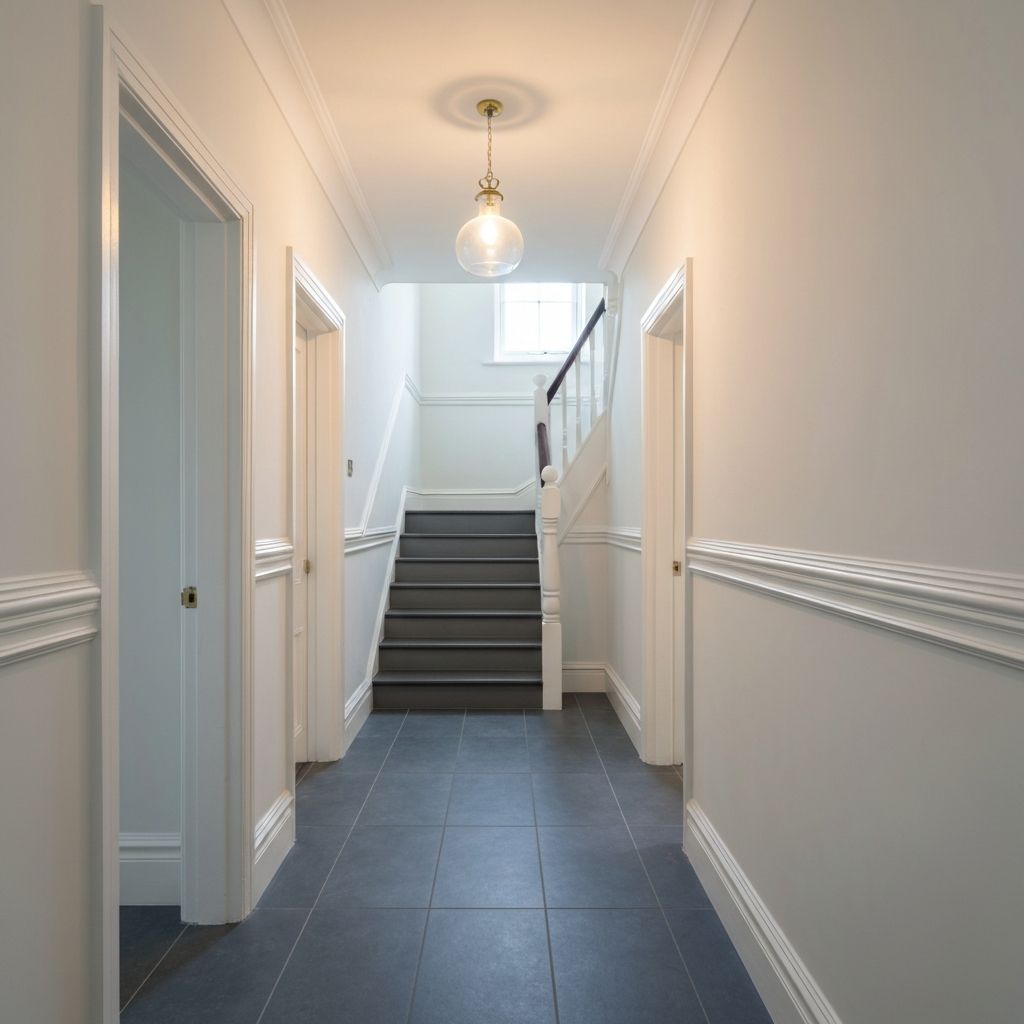 Custom trim work in hallway