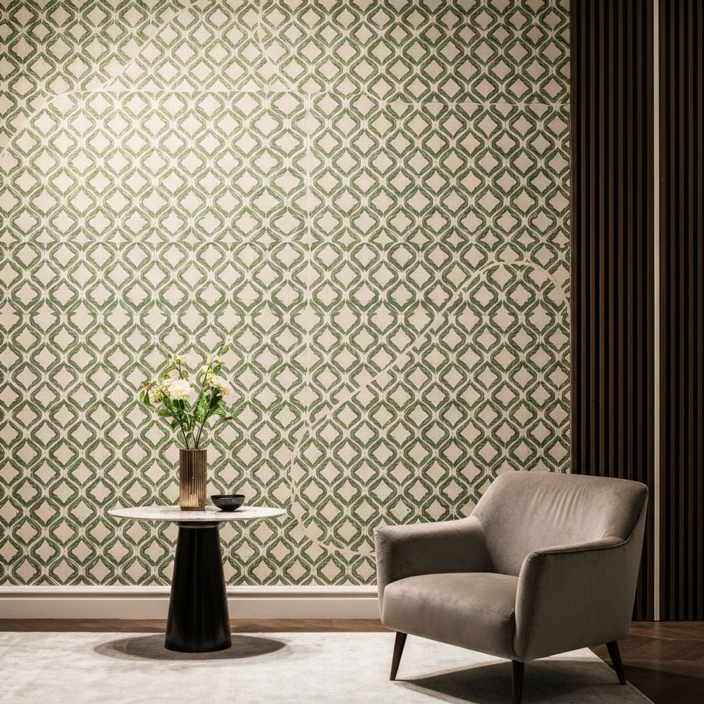 Elegant wallpaper feature wall installation